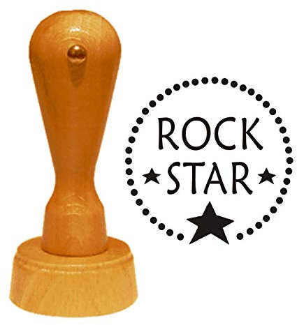 Stempel Motivstempel « Rockstar » Durchmesser ca. Ø 40 mm - Basteln Scrapbooking - Rocker Rockmusik Sterne