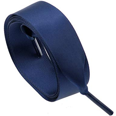 goodlace Cordones de zapatos de cinta plana de 2 cm de ancho Cordones de zapatos de satén 100CM Azul oscuro
