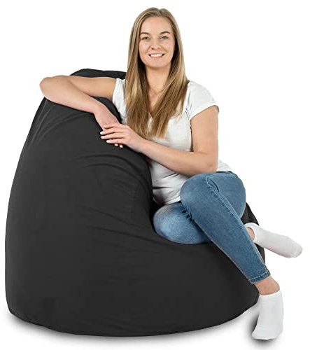 Italpouf Sitzsack XXL, Riesensitzsack, Sitzkissen, Indoor, Velvet, Große, Sessel für Kinder und Erwachsene, EPS Perlen Füllung, Abnehmbarer Bezug, Waschmaschinenreinigung, Schwarz