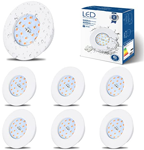 HiBay 6X 5W Recessed Ceiling Spot Lights Ultra Thin LED Spotlights Kitchen Bathroom Downlights Warm White 240V Down Light for 60-68mm Cutout Hole