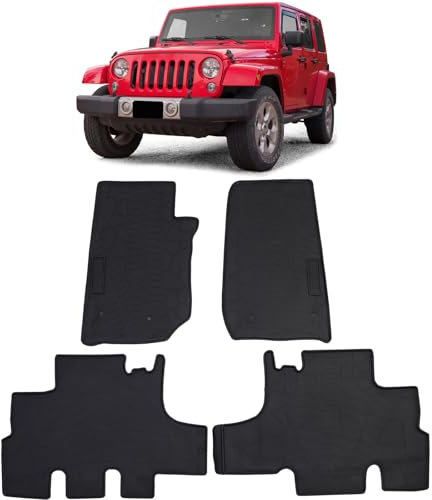 Auto Gummi Fußmatten Schwarz Premium Set für Jeep Wrangler JK 07-19