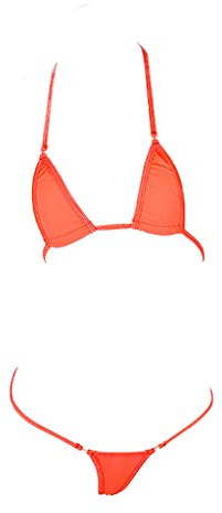 LinvMe Women's Extreme Sexy Hot Silk Micro Bikinis Set Mini Thong Swimwear Reddish Orange