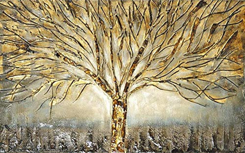 Papel Pintado Pared 400x280 cm Alivio De Metal Árbol Dorado Pintura Al Óleo Mural Infantil Fotomurales 3D Papel Tapiz Decorativos