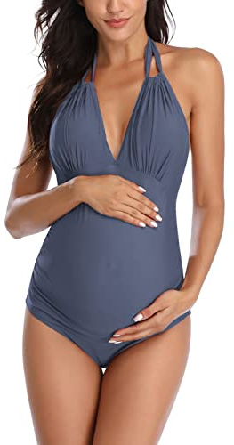 EastElegant Maillots de Bain de maternité Une pièce col en V de Grossesse Maillots de Bain Halter de maternité Bikini