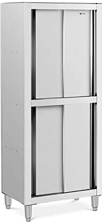 Royal Catering Geschirrschrank 800 x 500 x 1800 mm Edelstahl Hochregal Großküche Grau/Silber