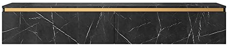 Selsey SENEY TV Lowboard schwarzer Marmor + goldener Einsatz 175 cm