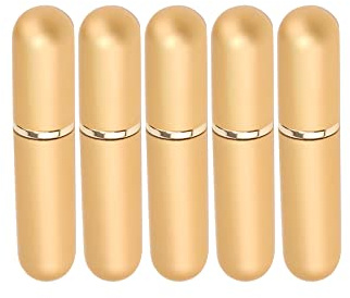 Gelbes Aluminium-Naseninhalator-Röhren für ätherisches Öl, persönlich, leer, nachfüllbar, elegantes Aluminium und Glas, Naseninhalator-Set mit Baumwolldochten, 5 Stück