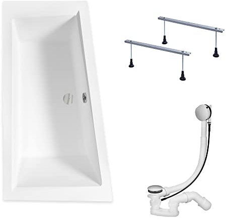 KOLMAN Badewanne INTIMA Eckbadewanne 150x85 Links ohne Verkleidung, Ablaufgarnitur und Füßen Komplettset 3in1 Premium Original Acryl Wanne Siphon