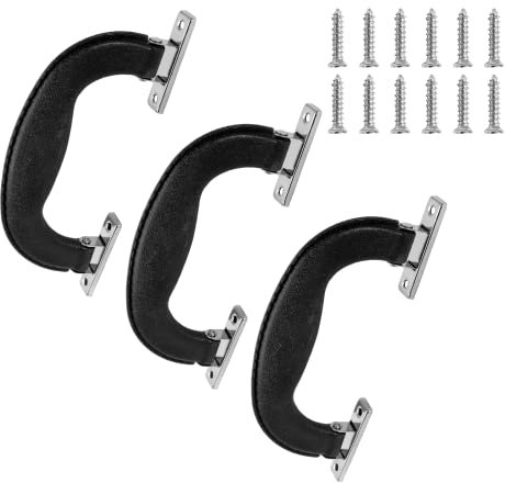 Piutouyar 14,4 cm Kunststoff-Gepäck-Kofferraum-Zuggriff, antiker Koffer-Seitenhalter für Aktentasche, Gepäck, Werkzeugkasten, Spieluhr, Schwarz (3 Stück)