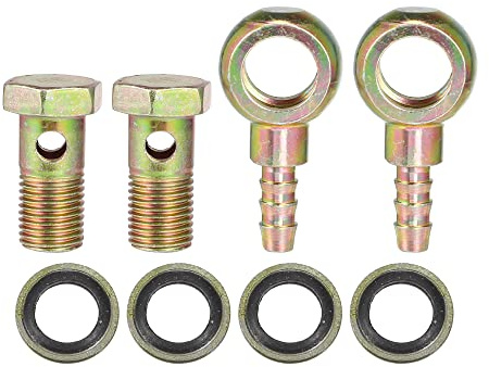 A ABSOPRO Auto Banjo Schlauch Barb Bolzen Fittings M14x1.5 8Mm 2 Stück | 8mm, Schrauben, Unterlegscheiben, Adapter, Für Luft- Und Kraftstoffzufuhr-Motor