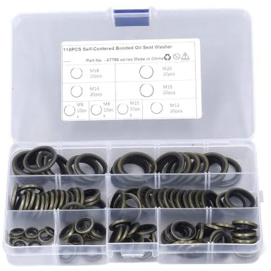 110 Stück Dichtungsringe Set Ölablassschraube Dichtung O-Ringe Unterlegscheiben M6 M8 M10 M12 M14 M16 M18 M20 O Ring Sortiment Dichtungs aus Metall