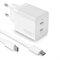 Caricatore USB C 47W, GOLDNEXT GaN Ⅲ Caricabatterie Veloce Doppio USB C PD 3.0&PPS 33W Alimentatore Spina con Cavo 100W Tipo-C Per Macbook Air, iPhone 15 Pro Max/14/13, Galaxy S23 Ultra/S22/S21, iPad
