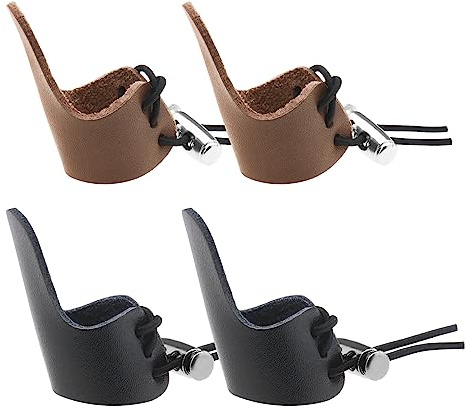 EMSea 4 Uds. Almohadilla Protección Dedos Guantes Tiro con Arco Lengüeta para Dedo Anillo para Pulgar de Cuero Almohadilla para Dedo Accesorios Deportivos 4,9x2,3 Cm
