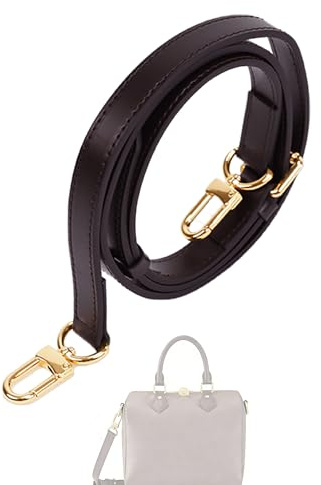 DGAZ Vachetta Leder Schulterriemen Speedy, 1,8 cm, 90–120 cm, Glossy Brown | Vachetta-Leder, Handgefertigt, D-Ringe, Geschenkbox, Verstellbare Läng
