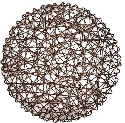Tovagliette All'americana Di Grandi Dimensioni Da 38 Cm|Stovaglietta Rotonda Intrecciata Creativa|Tappetino In Stile Bohémien Per Tavolo Da Cucina Decorazioni Per Cene Natalizie,Marrone Scuro,8 PZ