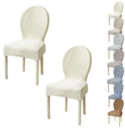 KCCRHIN Esszimmer Stuhlhussen Mit Runder Rückenlehne Stretch Esszimmerstühle Bezug Dicke Stuhlbezug Universal Stuhlabdeckung Für Küche Hochzeit Palace Style Round Back Chair Cover,A 2pcs