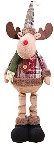 Xistuoz Figuras decorativas navideñas de peluche, reno, Navidad, adorno de piernas largas, figuras para mesa, chimenea, Navidad, figuras decorativas