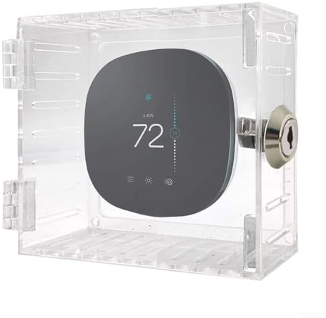 Acrylic Thermostat Lock Box, Thermostat Protective Cover with Keys, Clear Temperature Controller Cover Lock Box 18.6 * 12 * 5.6cm