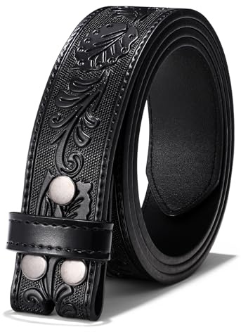 Herren Western Leder Gürtel Strap Ohne Schnalle 3.8cm Vintage Ersatz Cowboy Leder Gürtel Strap mit Snap on Schnalle