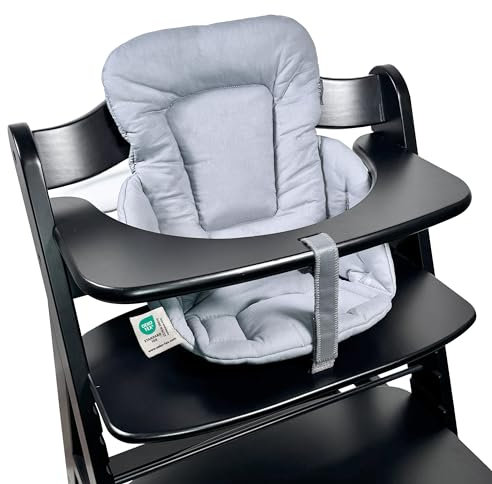 LaLoona Sitzverkleinerer für Hochstuhl Hauck Alpha/Beta - Baby Sitzpolster beschichtet & abwaschbar, OEKO-TEX Standard 100 geprüft, maschinenwaschbar - Grau