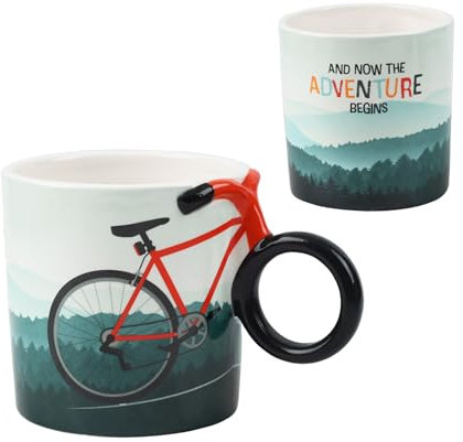 Winkee - Taza de café para bicicleta, elegante taza de cerámica con asa de bicicleta, diseño de I, ideal para ciclistas y amantes del café