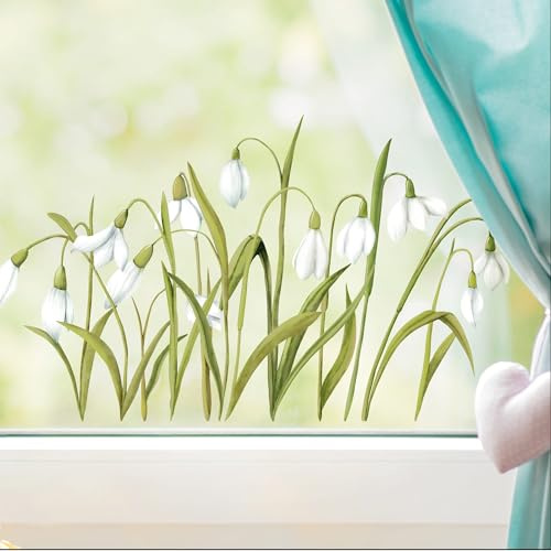 Wandtattoo Loft Fensterbilder Frühling mit Schneeglöckchen Oster Motiv – A3 Bogen, Wiederverwendbar – Frühlingsdeko Fenster, Frühlingsbild Fenster, Fensterdeko Frühling, Fensterfolie Frühling