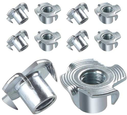 BOUMVID Einschlagmuttern M5 X 8mm, 10 Stück Einschlagmutter Schlagmuttern Gewindeeinsatz, DIN 6930 / ISO 6930g Kohlenstoffstahl Einschraubmutter mit 4 Einschlagspitzen für Holz Kunststoff