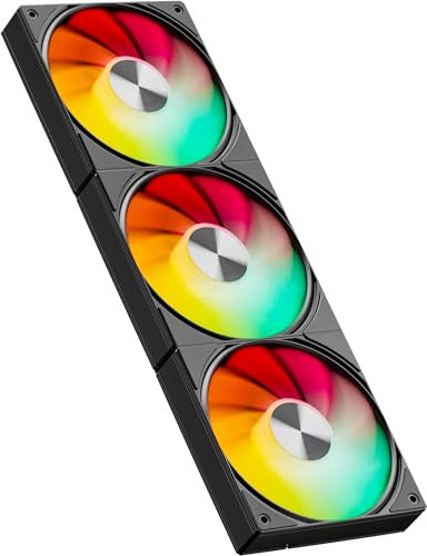 upHere gaming U3KC3 ARGB All-in-One PC Fan, 4-Pin PWM ARGB 3x120mm Case Fan, High Performance Cooling 1650 RPM Hydraulic Bearing Computer Fan, 25dB(A) Quiet Fan for PC Case CPU Cooling - Black