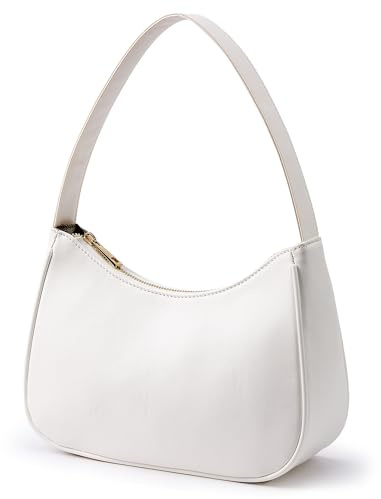 Kalidi, borsa a tracolla e borsa da donna, in morbida pelle, design a mezzaluna, con chiusura a zip liscia, borsa hobo bag Y2k, bianco, 10.23 X 3.93 X 7.3In