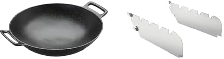 RÖSLE VARIO Wok, Hochwertiger Wok aus emailliertem Gusseisen zum scharfen Anbraten & Primezone-Windschutz VIDERO, Hochwertige Halterung