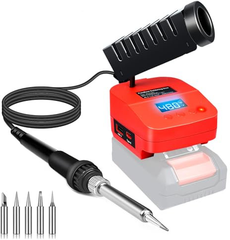 Cordless Soldering Iron Station Tool for Einhell 18V PXC Power X-Change Battery,Portable Electric Fast Heating Up Soldering Iron with USB&Type C for DIY,Appliance Repair,Wire Welding(NO Battery)