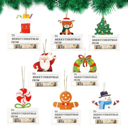 Duroecsain Weihnachts-Geldhalter für Bargeldschmuck,Weihnachts-Geldhalter - 8X Weihnachts-Geldspender aus - Lustige Geldhalter-Ornamente für Weihnachtsfeiertage, Geldkarte für Bargeld