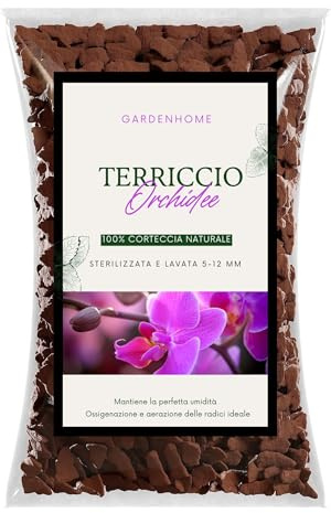 Gardenhome® Terriccio BARKMOOD Orchidee (3,5 lt), Corteccia di Pino Marittimo 100% Naturale, 5-12 mm, Sterilizzata e Lavata