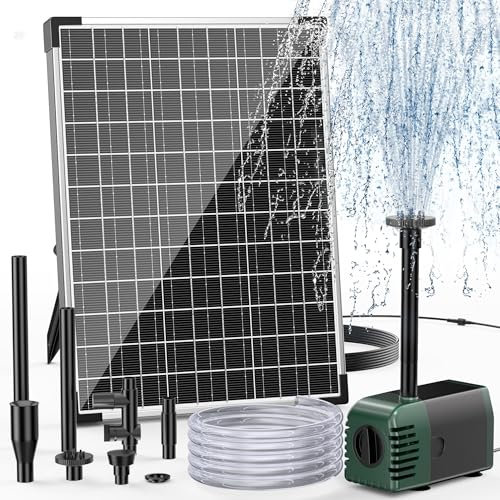 Fontana solare da esterno Billing 20W 875L/H Pompa solare con filtro, tubo flessibile da 2 m, linea da 5 m, pompa per laghetto da giardino