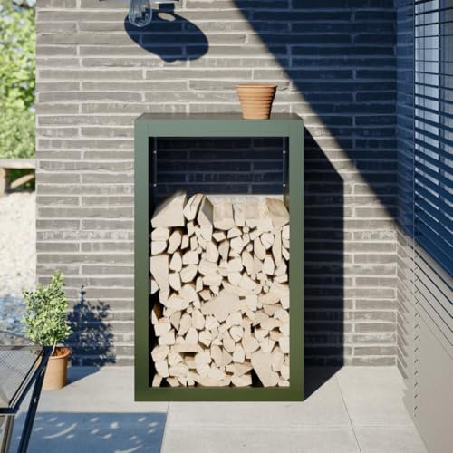 Xichuzi Brennholzregal Grün 60x40x100 cm Stahl, Kaminholzregal Aussen, Holzstapelhilfe, Carport, Sichtschutz Garten, Kaminholzregale - 850992