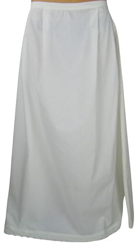 Leonardo Carbone® Damen Rock Unterrock Mit Rüsche Manon | Verstellbare Taille | Häkelspitze | Karneval, Halloween, Cosplay, LARP, Mittelalter, Wikinger | 100% Baumwolle Weiß S/M