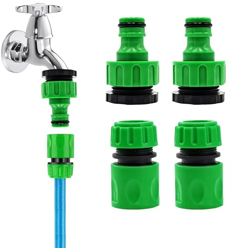 Akiuhen Garden Hose Connectors Set with Hose End Quick Connector and 2-in-1 Threaded Faucet Connector for Garden Watering, Car Wash, Washing Machine and More.