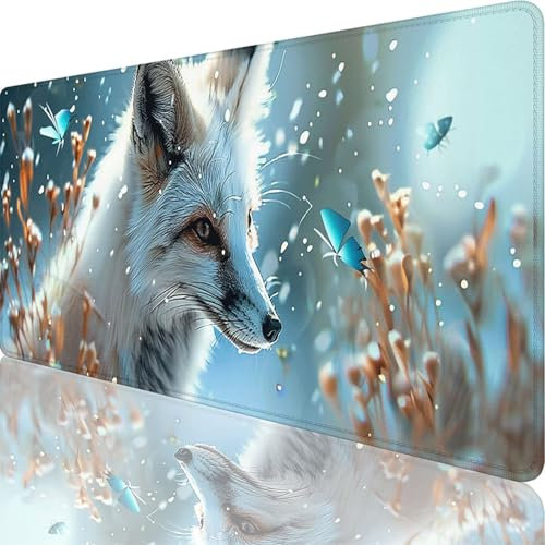 Tapis de Souris Gamer 1200 x 600 x 3 mm, Grand Tapis de Souris Bleu, Papillon Mouse Pad Imperméable et Antidérapant, Multifonction Grand Sous Main Bureau pour Clavier et Souris, Gamer Decoration 89-Oi