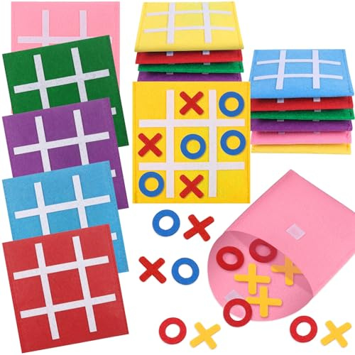 12Stück Filz Tic-Tac-Toe Mini, Minispiele Mitgebsel Kindergeburtstag Spiele | Mitgebsel Kindergeburtstag 6-12 Jahre, Ideal für Familienunterhaltung, Eltern-Kind-Aktivitäten, Schulstunden