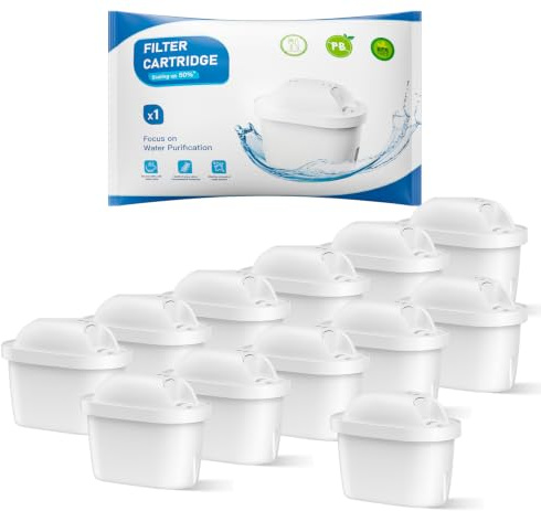 BREAUILL Lot de 12 cartouches de filtre à eau de rechange pour Brita Maxtra Pro All-in-1, Maxtra+ Plus, BREAUILL - Compatible avec bouilloire Brita Marella - Réduit les impuretés et les odeurs