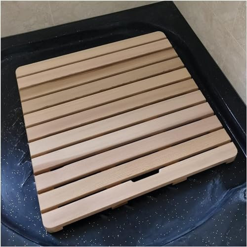 Tappetino da Bagno in Legno Tappetino da Doccia Antiscivolo Piatto di Scarico con Dimensioni Personalizzate per Bagno Doccia Esterna e Spa 60 x 70 cm
