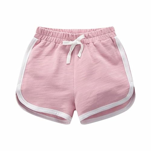 YAQUEKOU Short court pour fille et garçon - Short de sport en coton - Short pour enfants - Short court pour adolescent et fille - Short de cyclisme d'été pour la gym - 2 à 15 ans, Rose, 6-7 ans