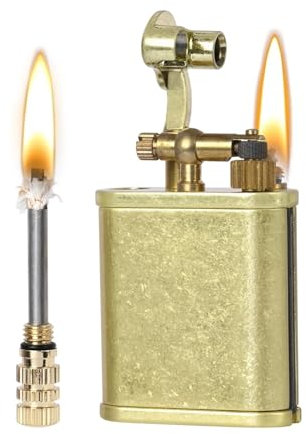 Briquet de tranchée vintage avec allumettes perpétuelles, meule en laiton, briquet au kérosène antique rechargeable, allumettes perpétuelles étanches et réutilisables, cadeau classique for homme(C3)