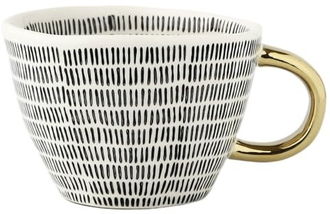 Mano Impastato Irregolare A Bocca Larga Tazza Di Ceramica Con Manico D'oro Caffè Farina D'avena Coppia Acqua (Stile D,350 ml / 11,84 once)
