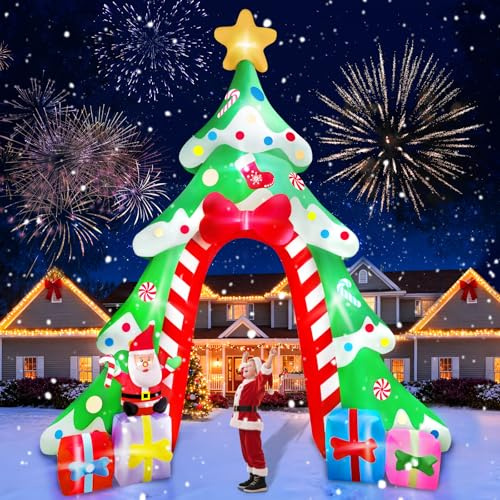 Kalolary 12FT Gonfiabile Natalizio della Gigante Decorazione di Natale con LED Incorporati per Natale Feste, Esterni, Prato, Fiardino (Xms Albero Arco)