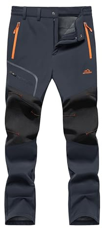 Cavva Mens Winter Walking Trousers Ski Snow Softshell Pants Waterproof Hiking Outdoor Trousers with 4 Zip Pockets Dark Grey 32