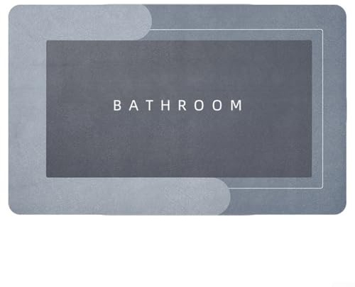 Tapis de salle de bain à séchage rapide, antidérapant, multi-usages, en pierre de diatomite, absorbant, pour usage domestique, 60 x 40 cm (gris clair)