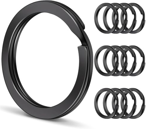 GNALIA Anneaux Porte Clé 20 Pièces 25Mm Porte-Clés En Nylon Résistant Noir Pour Organisation Clés