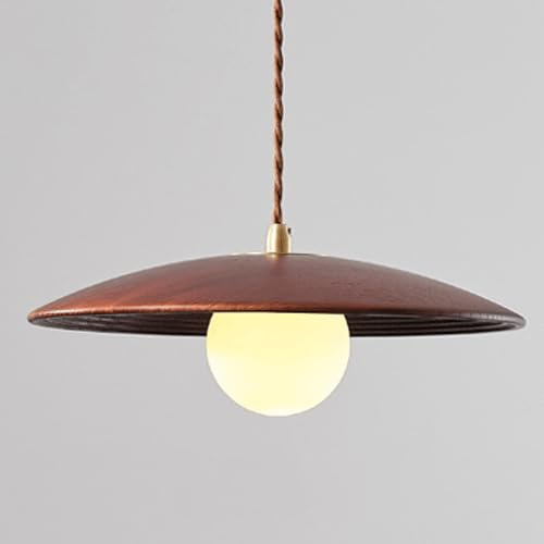 G9 Light Source Single Head Chaner, Modern Industrial Style Wooden Hanging Lamp, Flush Mount Ceiling Pendant Light, Living Room, Dining Room, Balcony Decoration Light Fixtures (Walnut Color)