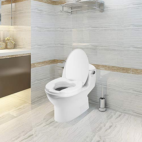 Walmeck Sedile del Bagno Rialzato 6 Pollici di Sedile del Bagno Elevato con Coperchio per la Maggior Parte dei Servizi Igienici Allungati (4in con coperchio)